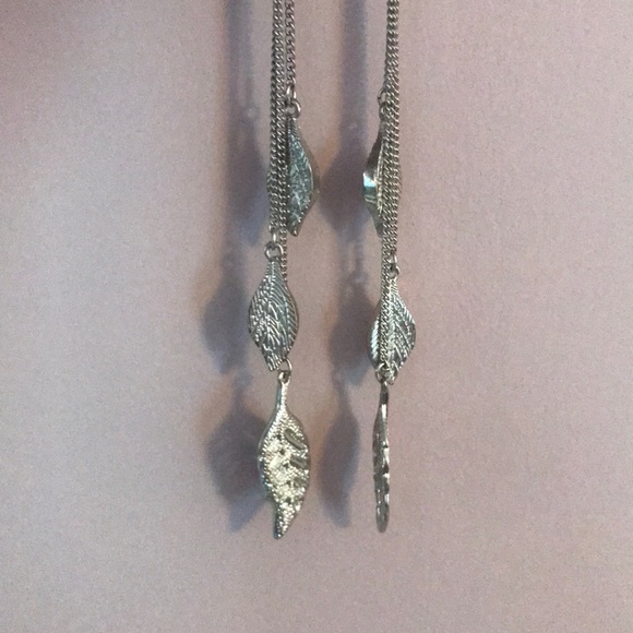 Feather Earrings- Long, Dangly, Silver - Picture 4 of 4